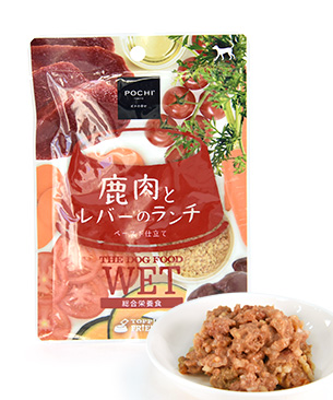 【10％ポイント還元対象商品】POCHI ザ・ドッグフード ウェット 鹿肉とレバーのランチ 80g