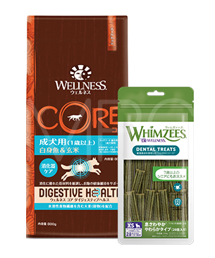 ウェルネス 【数量限定品】 コアダイジェスティブヘルス　成犬用（１歳以上） 白身魚＆玄米 1.8kg＋ウィムズィーズ おやつセット
