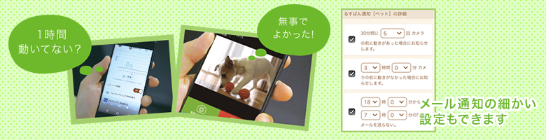 ペットの活動状況をメール通知でお知らせ