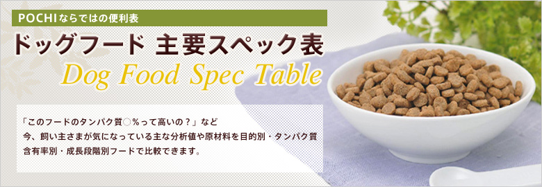 ドッグフード主要スペック表