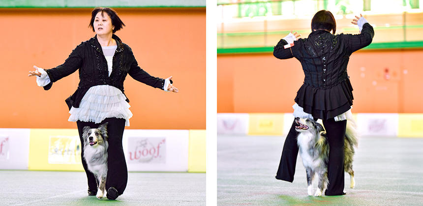 第１回2023ドッグダンス競技大会（JKC主催）での真壁さんの演技（PHOTO by kubohiro_Pets_photo）