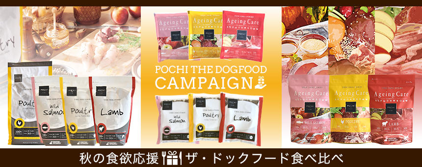 合計2000名様《POCHI ザ・ドッグフード》「おいしい秋」キャンペーン！3種の味比べお試しセットプレゼント