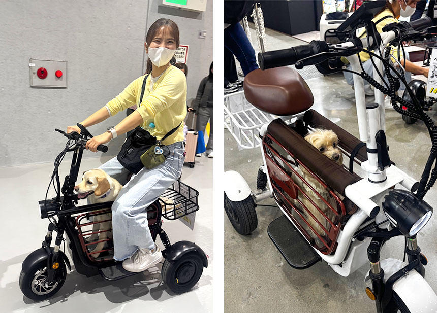 最大許容積載重量は100kg、フル充電での最大走行距離は20㎞の、ナクラムペット用電動三輪カート