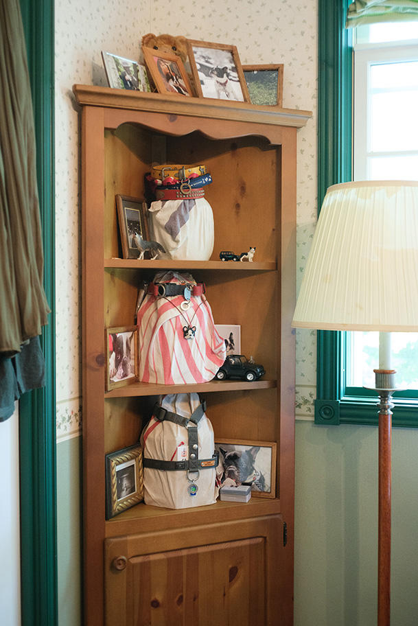 今の家の寝室に収まった３頭分の骨壷