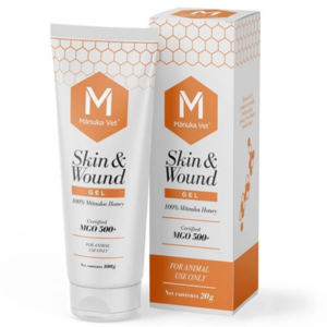 NZのペットショップや動物病院で市販されているマヌカハニーを使った動物用塗り薬。犬のほか、猫や羊、馬などさまざまな動物に使用できます。