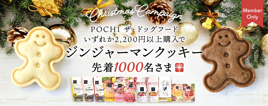 《POCHI ザ・ドッグフード》手作りのジンジャーマンクッキーを対象の先着1,000名様プレゼント