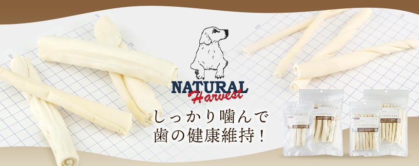 《ナチュラルハーベスト》しっかり噛んで歯の健康維持。スティックタイプのローハイドガムが２種類登場！