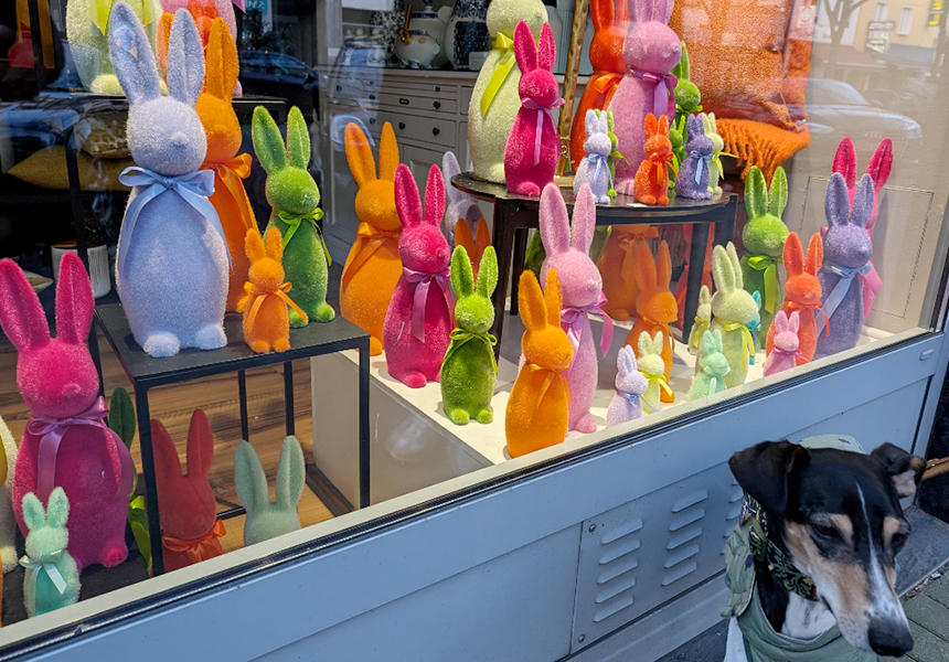 街中のショーウインドーではイースターのディスプレイもすでに始まっています。