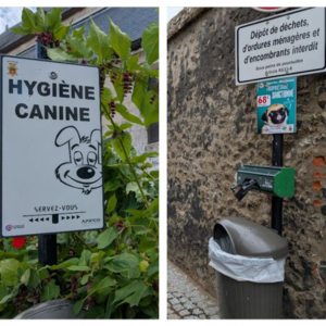 オンフルールの街中に設置されているウンチ処理用袋のボックス。