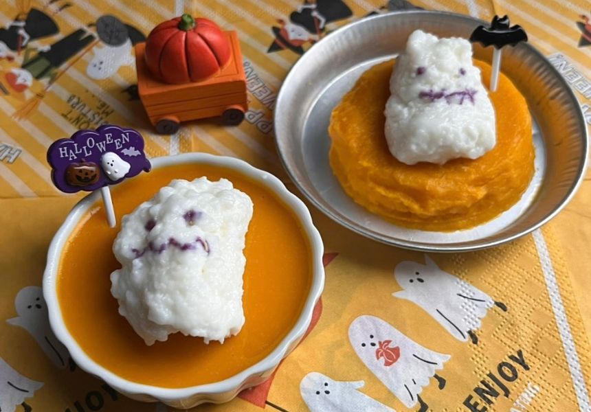 ハロウィン気分♪ かぼちゃのお月さまとおばけのムース